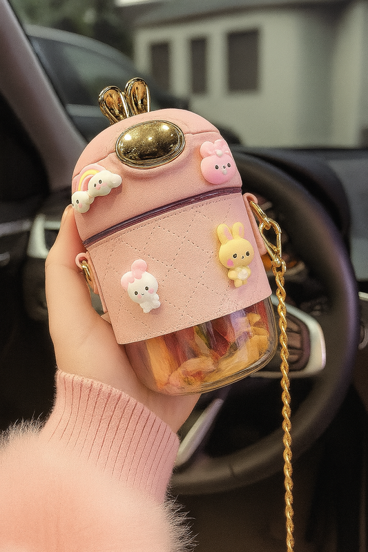 Bouteille couleur Rose  3D avec Sticker 380ml